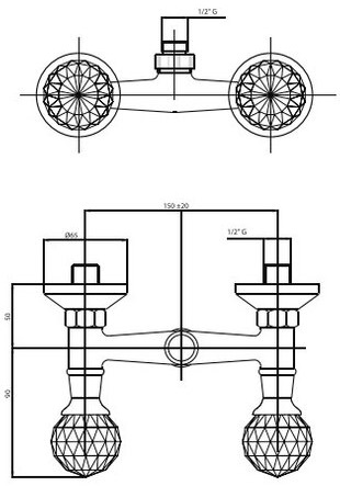 Смеситель Caprigo Boheme 31-016-vot для душа бронза глянцевая