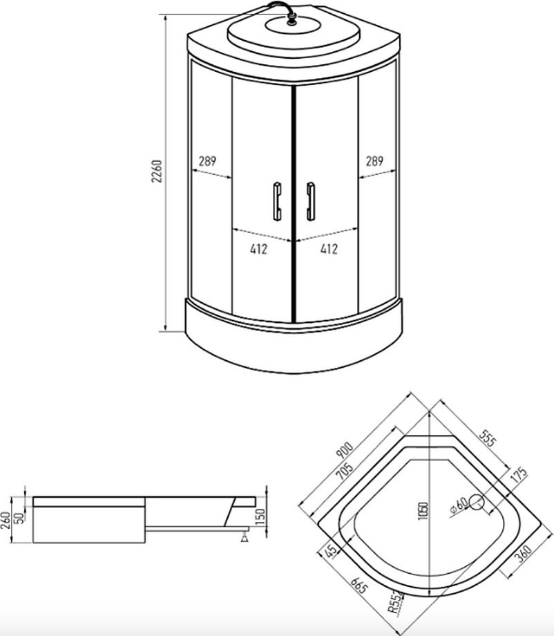 Душевая кабина Erlit ER350926-C4-RUS 90x90x226 Душевая кабина Erlit ER350926-C4-RUS 90x90x226