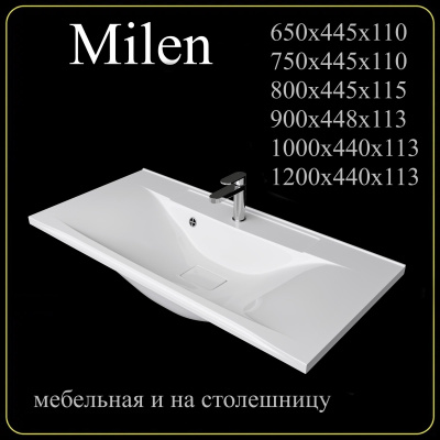 Мебельная раковина Madera Milen 4627173210126 90 см белая глянцевая