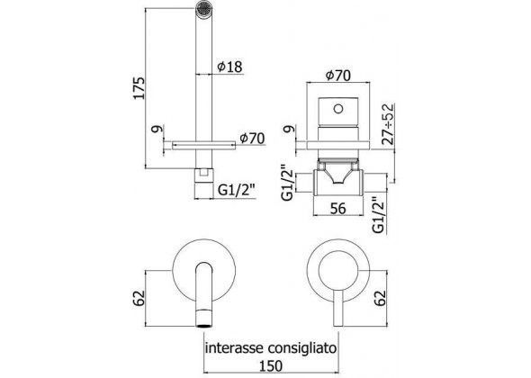 Смеситель для раковины Paffoni Light LIG006NO70 черный Смеситель для раковины Paffoni Light LIG006NO70 черный