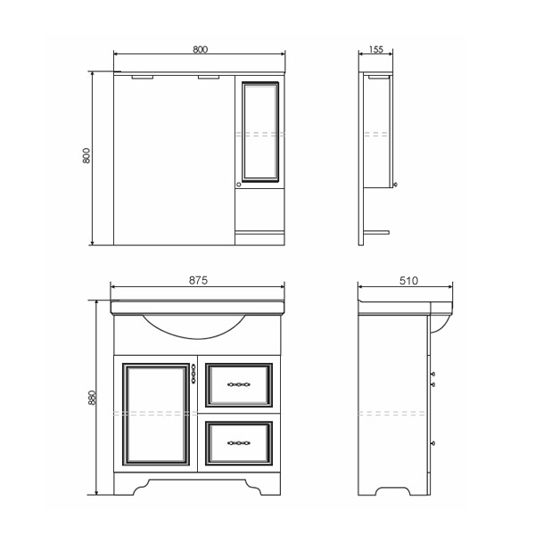 Тумба с раковиной Comforty Севилья 90 см 00-00003083 напольная белая