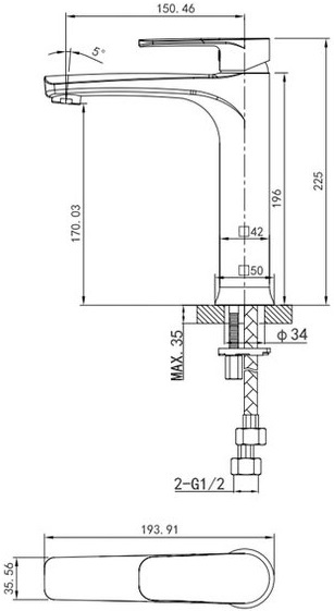 Смеситель Caprigo Atlantic 51-023-crm для раковины хром глянцевый