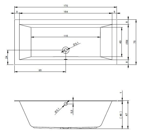 Ванна акриловая Riho Lugo 170x75 B132001005