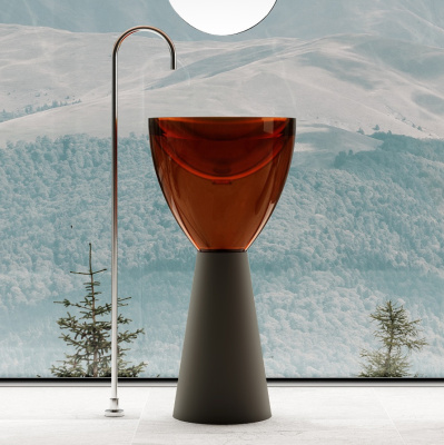 Раковина напольная Abber Kristall 45 см AT2703Black-Opal коричневая, черная