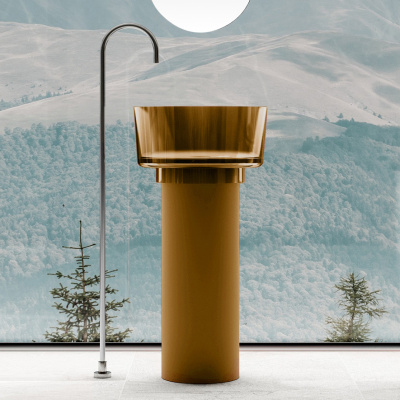 Раковина напольная Abber Kristall 45 см AT2702Vesuvian-H оливковая