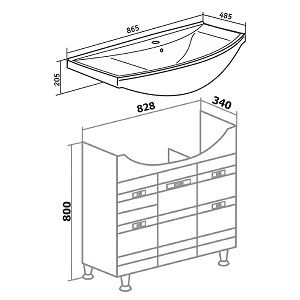 Раковина Kirovit Стиль 85 см УТ000001523 подвесная