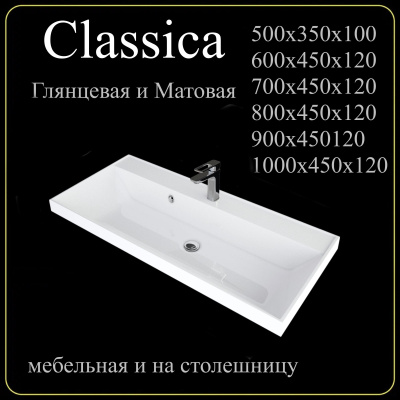 Мебельная раковина Madera Classica 4627173210195 90 см белая глянцевая