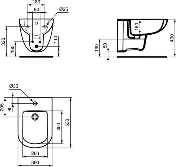Подвесное биде Ideal Standard TEMPO T510001 Подвесное биде Ideal Standard TEMPO T510001