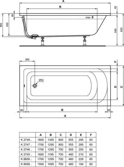 Прямоугольная ванна 160х70 см Ideal Standard K274501 HOTLINE Прямоугольная ванна 160х70 см Ideal Standard K274501 HOTLINE