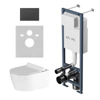 Унитаз подвесной безободковый с инсталляцией и кнопкой смыва AM.PM Jupiter IS110138.DX77C1700