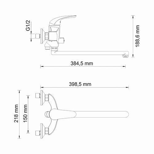 Смеситель для ванны с длинным изливом WasserKRAFT Rossel 2802L Смеситель для ванны с длинным изливом WasserKRAFT Rossel 2802L