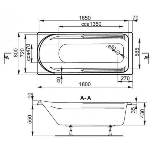 Акриловая ванна VAGNERPLAST HERA 180x80 Акриловая ванна VAGNERPLAST HERA 180x80
