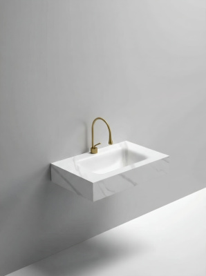 Раковина подвесная Sapbox SB-RW080M088 80 см белый мрамор матовая