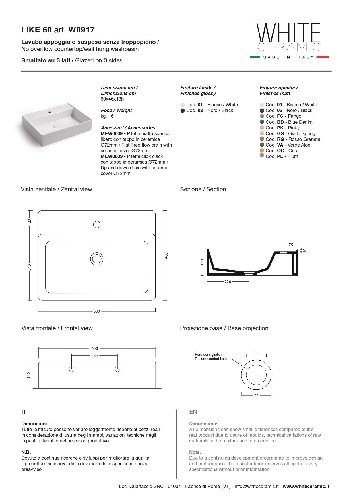 Накладнаяподвесная раковина  White Ceramic Like W091705 черный матовый Накладнаяподвесная раковина  White Ceramic Like W091705 черный матовый