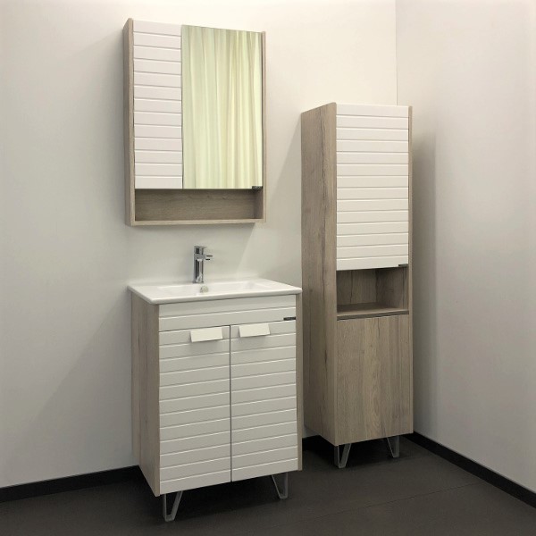 Тумба с раковиной Comforty Клеон 60 см 00-00002044 напольная дуб дымчатый