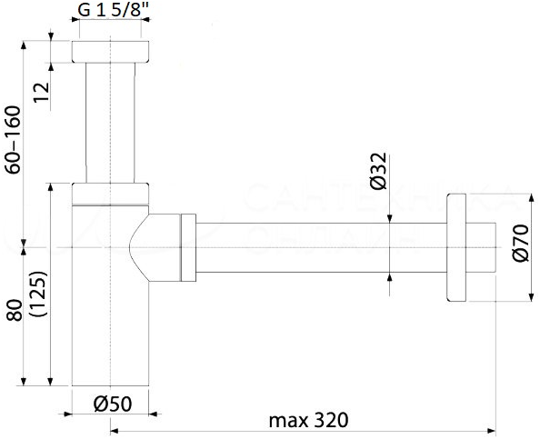 Сифон для раковины Boheme Black 609-B черный матовый