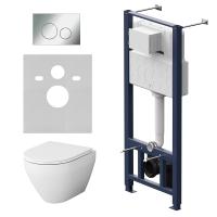 Унитаз подвесной безободковый с инсталляцией и кнопкой смыва AM.PM Spirit V2.0 IS49051.701700