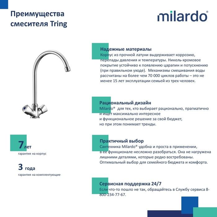 Смеситель для кухни MILARDO Tring TRISB0JM05 Смеситель для кухни MILARDO Tring TRISB0JM05