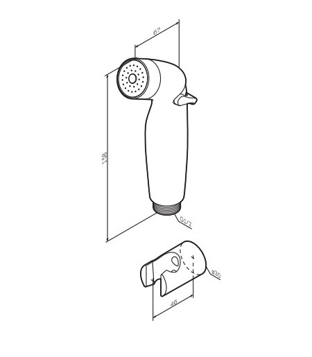 Лейка для гигиенического душа с держателем AM.PM F0201932 хром глянцевая