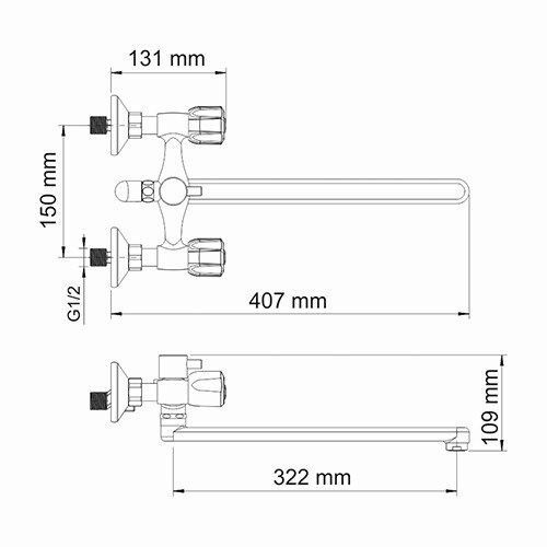 Смеситель для ванны с длинным изливом WasserKRAFT Amper 2902L Смеситель для ванны с длинным изливом WasserKRAFT Amper 2902L