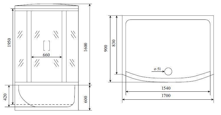 Душевая кабина 170x90 TIMO T-7770 Душевая кабина 170x90 TIMO T-7770