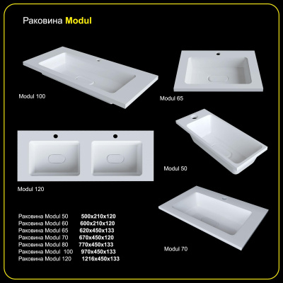 Мебельная раковина Madera Modul 4627173210614 60 см белая глянцевая