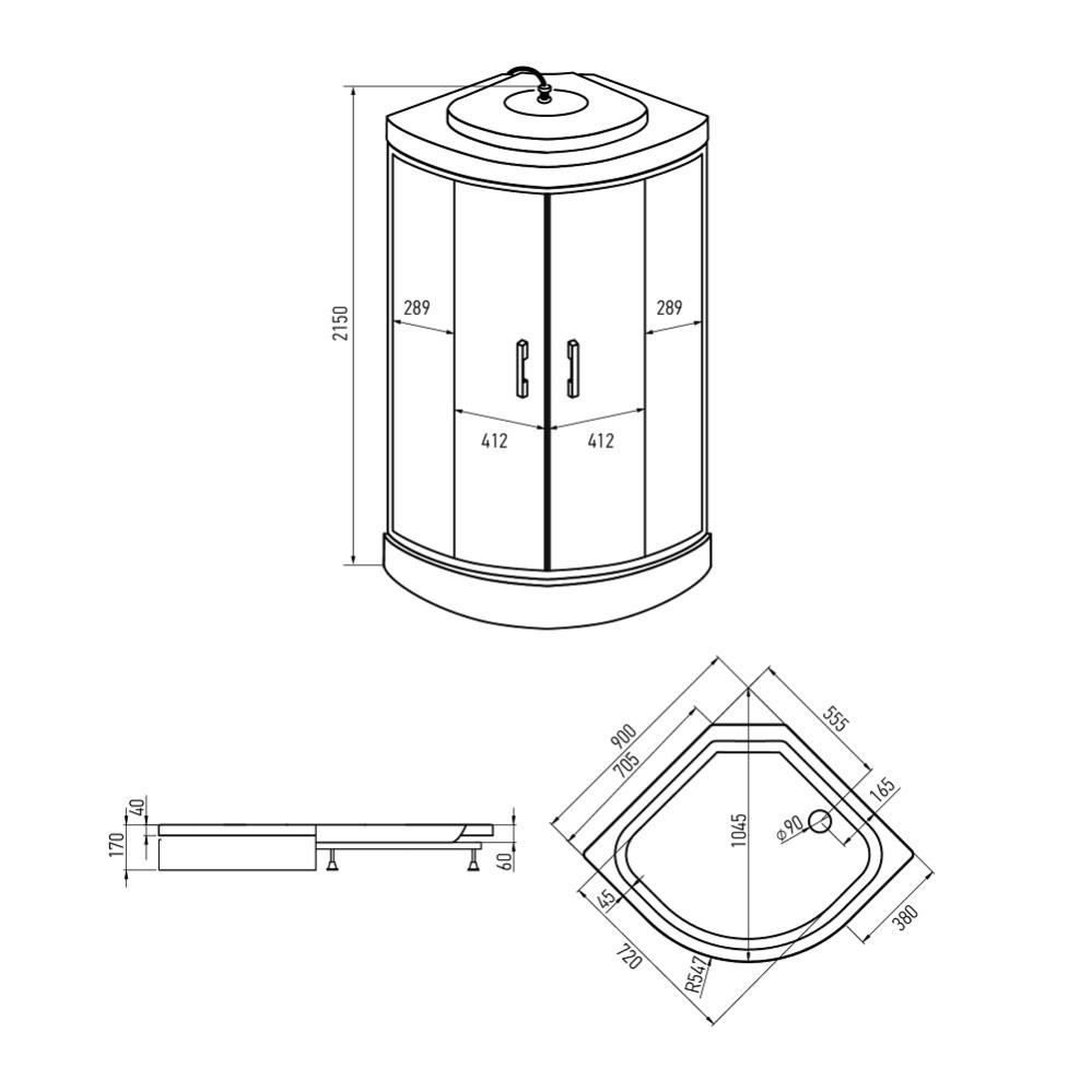 Душевая кабина Erlit ER3509PF-C3-RUS 90x90x215 Душевая кабина Erlit ER3509PF-C3-RUS 90x90x215
