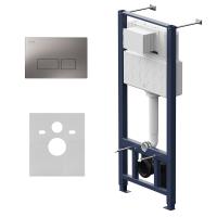 Система инсталляции AM.PM Pro I012704.7031 для унитазов с никелевой матовой кнопкой смыва и шумоизоляцией