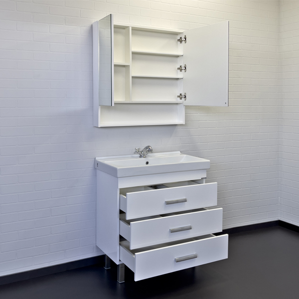 Тумба с раковиной Comforty Никосия 80 см 00-00011162 напольная белая