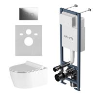 Унитаз подвесной безободковый с инсталляцией и кнопкой смыва AM.PM Jupiter IS110151.DX77C1700