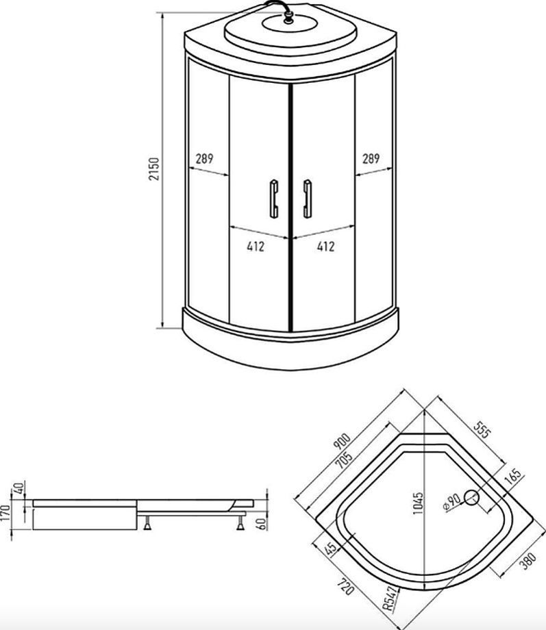 Душевая кабина Erlit ER3509PF-C4-RUS 90x90x215 Душевая кабина Erlit ER3509PF-C4-RUS 90x90x215