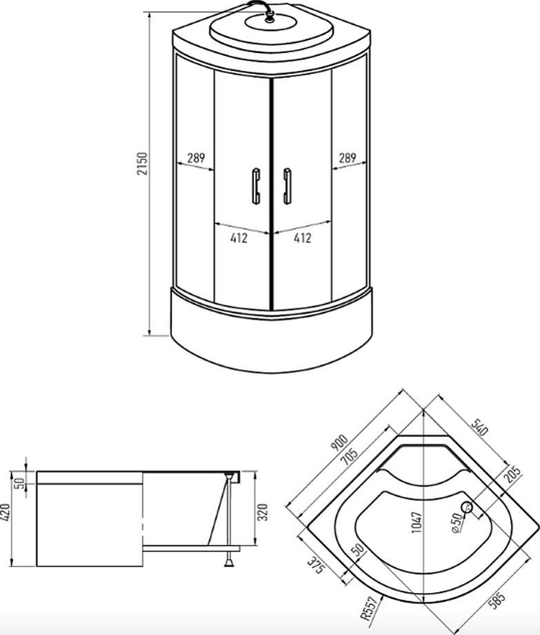 Душевая кабина Erlit ER2509TP-C3-RUS 90x90x215 Душевая кабина Erlit ER2509TP-C3-RUS 90x90x215