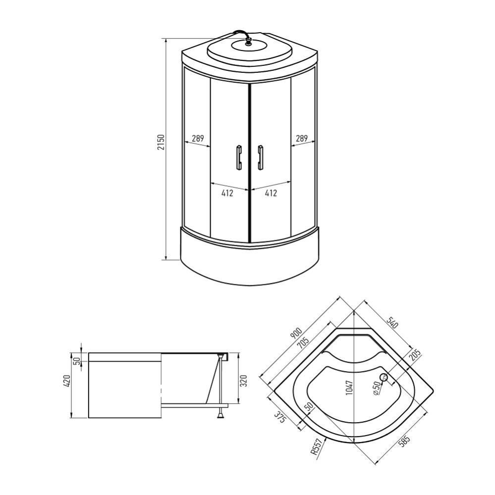 Душевая кабина Erlit ER3509TPF-C3-RUS 90x90x215 Душевая кабина Erlit ER3509TPF-C3-RUS 90x90x215
