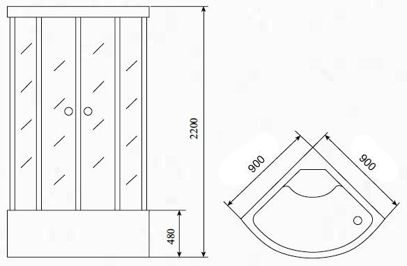 Душевая кабина 90x90 TIMO T-7790 Душевая кабина 90x90 TIMO T-7790