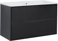 Тумба под раковину Aquanet Милан 105 см 00316690 подвесная черный глянцевый