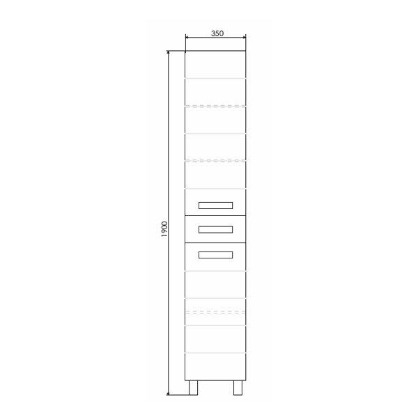 Пенал Comforty Модена М 35x190 см 00-00001645 напольный белый