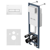 Система инсталляции AM.PM ErgoFit I012711.0301 для унитазов с белой глянцевой кнопкой смыва и шумоизоляцией