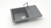 Мойка для кухни с крылом каменная  74x49 см SANTEGRO  SZ016-740/Q8 серый матовый Мойка для кухни с крылом каменная  74x49 см SANTEGRO  SZ016-740/Q8 серый матовый