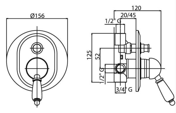 Смеситель с внутренней частью Caprigo Adria Swarovski 01-051-crm для душа хром глянцевый