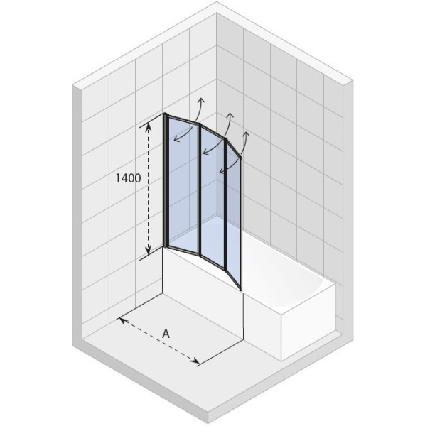 Шторки на ванну Riho Alta 100x150 G008001111 профиль хром