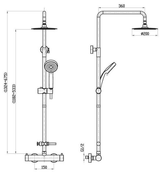 Душевая стойка  BelBagno NOVA NOV-VSC-T-IN хром матовый Душевая стойка  BelBagno NOVA NOV-VSC-T-IN хром матовый