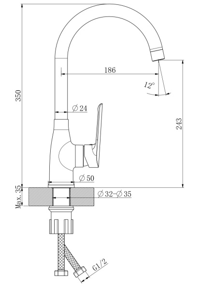 Смеситель для кухни Esko Lagos LG519GM gun metal