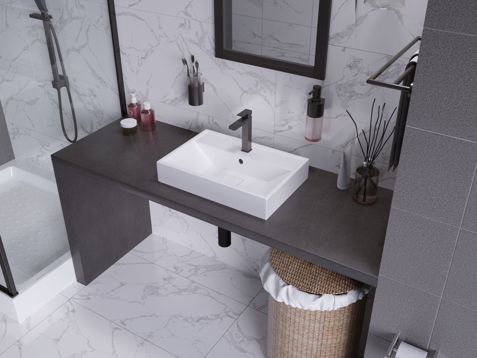 Раковина накладная Madera Malta 4627173210836 60 см белая глянцевая