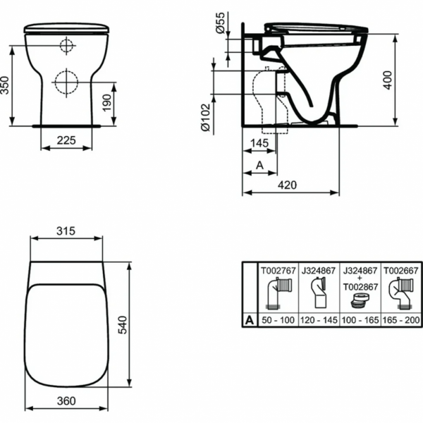 Напольный пристенный унитаз-соло Ideal Standard ESEDRA T281201 Напольный пристенный унитаз-соло Ideal Standard ESEDRA T281201