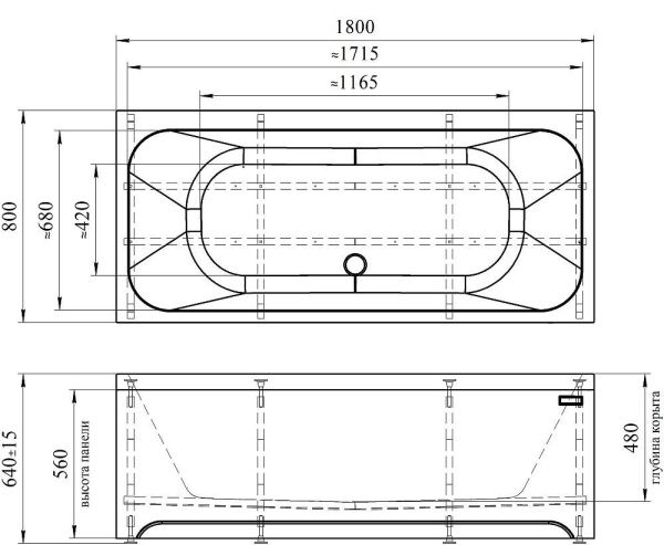 Акриловая ванна 180x80 RADOMIR Прованс с каркасом 1-01-0-0-1-185 Акриловая ванна 180x80 RADOMIR Прованс с каркасом 1-01-0-0-1-185