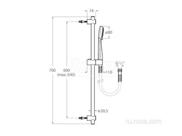 Душевой набор Roca Stella 80/1F 5B9403C00 Душевой набор Roca Stella 80/1F 5B9403C00