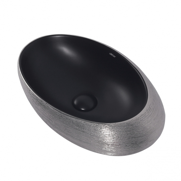 Раковина накладная Abber Bequem 50 см AC2107BS черная матовая, серебро