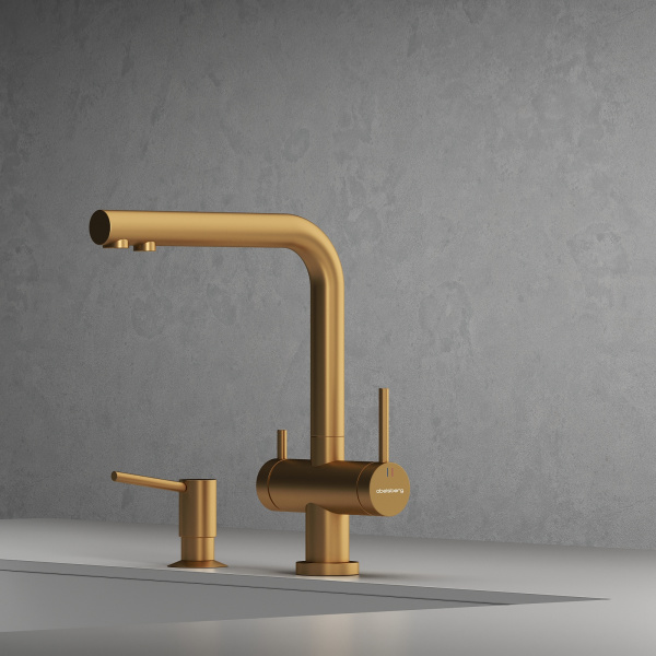Смеситель для кухонной мойки Abelsberg Pura UVF70929BG королевское золото брашированный