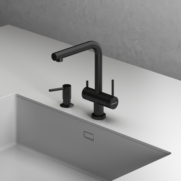 Смеситель для кухонной мойки Abelsberg Pura OTF70709MB вулканический черный матовый