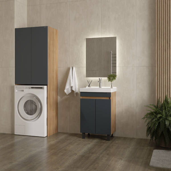 Шкаф Onika Милтон 65 см 306705 напольный серый матовый, дуб сонома